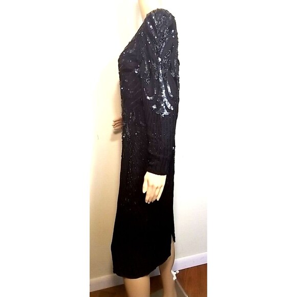 Vintage 80s  A.J. Bari Beaded Sequins Silk Dress Size 8 Beautiful - Picture 10 of 12